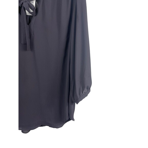 Torrid 3X (22/24) Gray Long Sleeve Tie Neck Peasant Sheer Relaxed Tunic Top NWT - Picture 4 of 14
